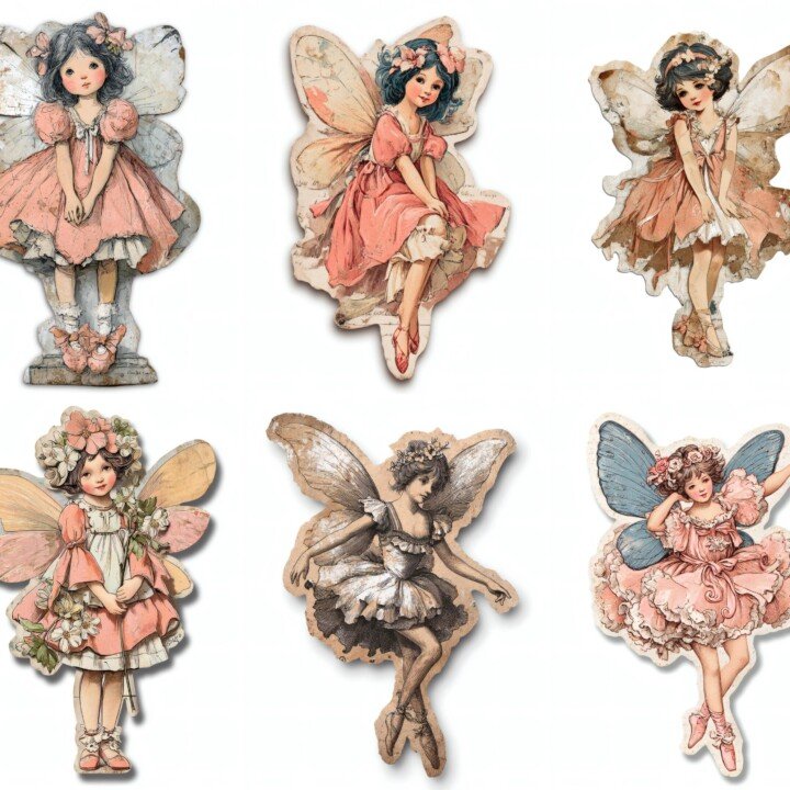 fairy – 24 Fairy Doll Junk Journal Stickers