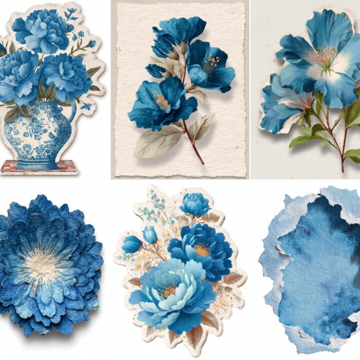 blue – 24 Blue Shabby Chic Cutouts