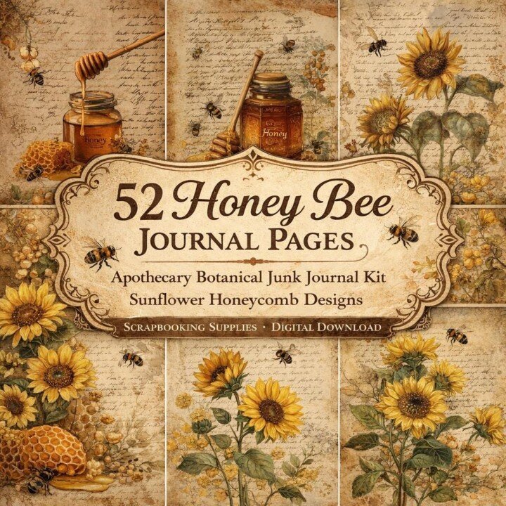 honey – 52 Honey Bee Junk Journal Pages