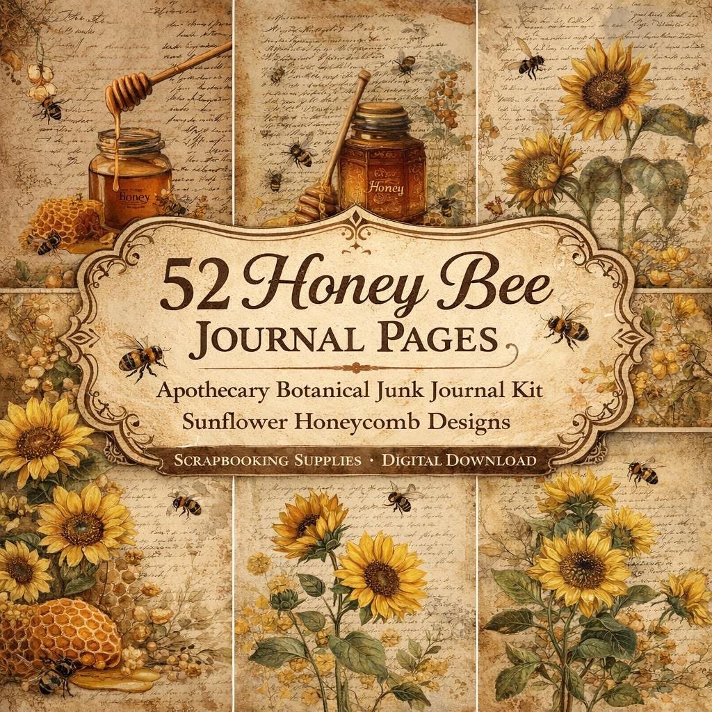 honey – 52 Honey Bee Junk Journal Pages