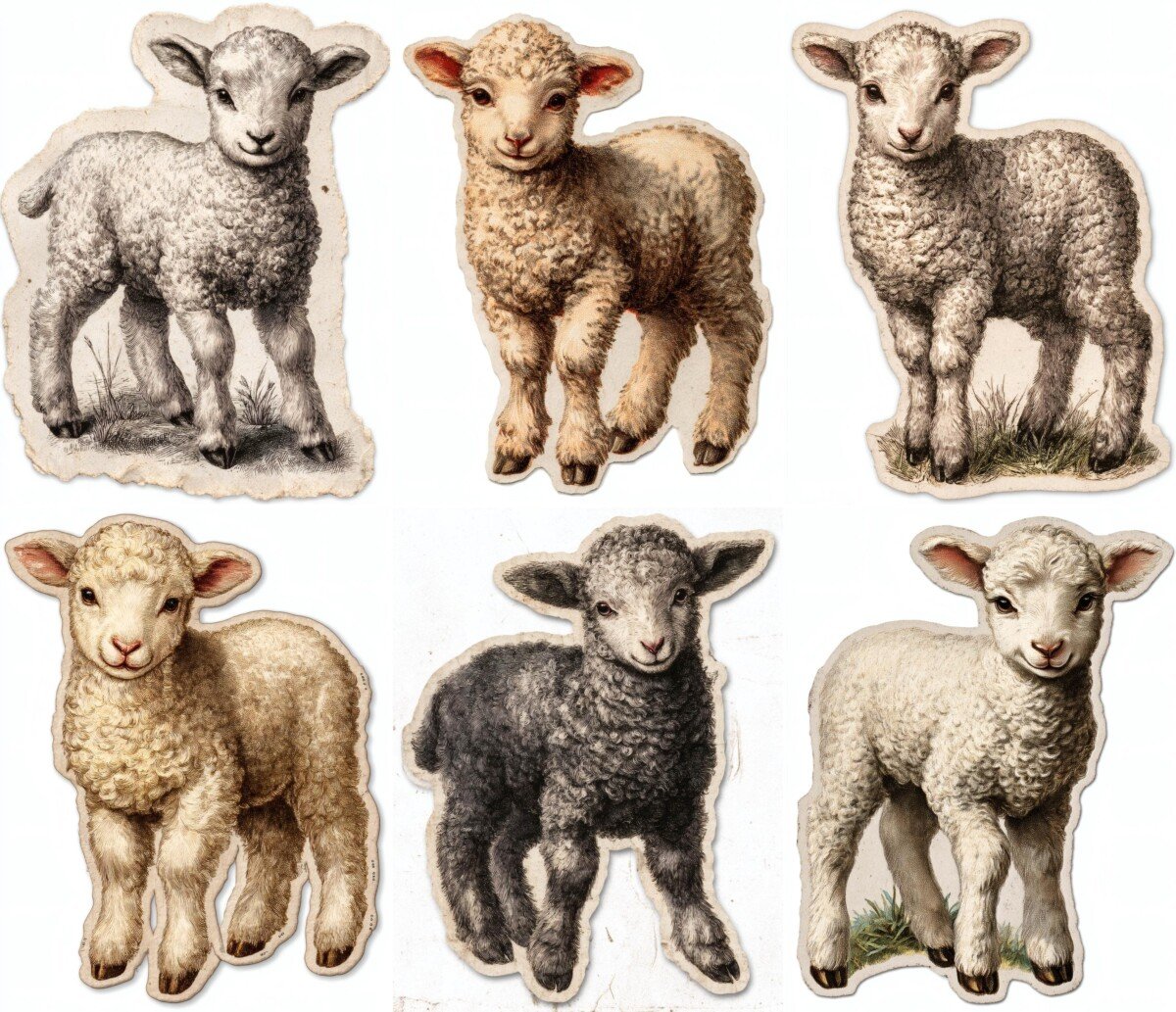 baby – 24 Baby Sheep Ephemera Cuts Stickers
