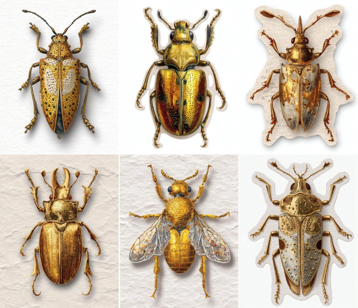 golden – 24 Golden Insect Ephemera Cuts