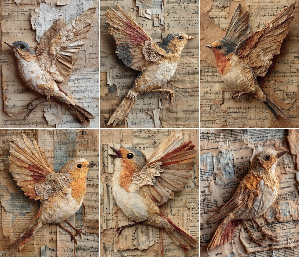 fabric – 51 Fabric Bird Journal Pages