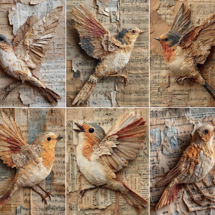 fabric – 51 Fabric Bird Journal Pages