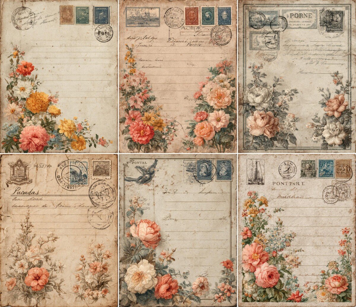 vintage – 52 Vintage Postcard Journal Pages