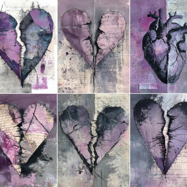 junk – 52 Broken Heart Grunge Art Junk Journal Pages