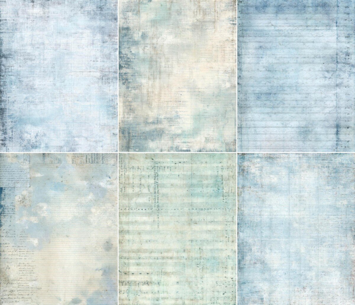 icy – 52 Icy Blue Ledger Junk Journal Pages