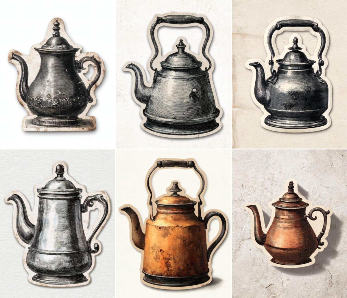 tea – 26 Tea Kettle Junk Journal Fussy Cuts