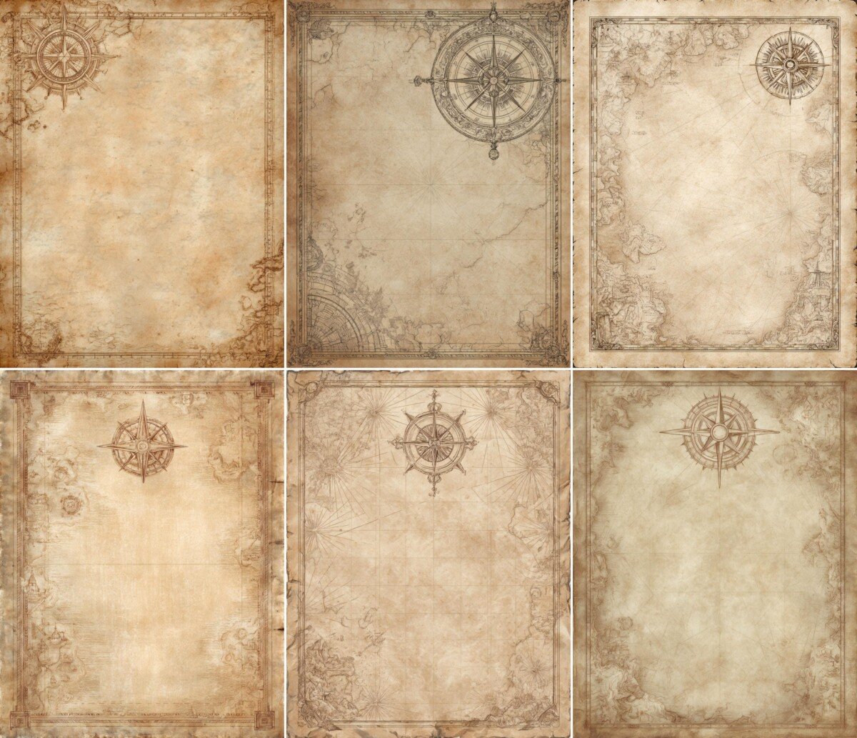 Distressed nautical paper in beige and smoky gray tones