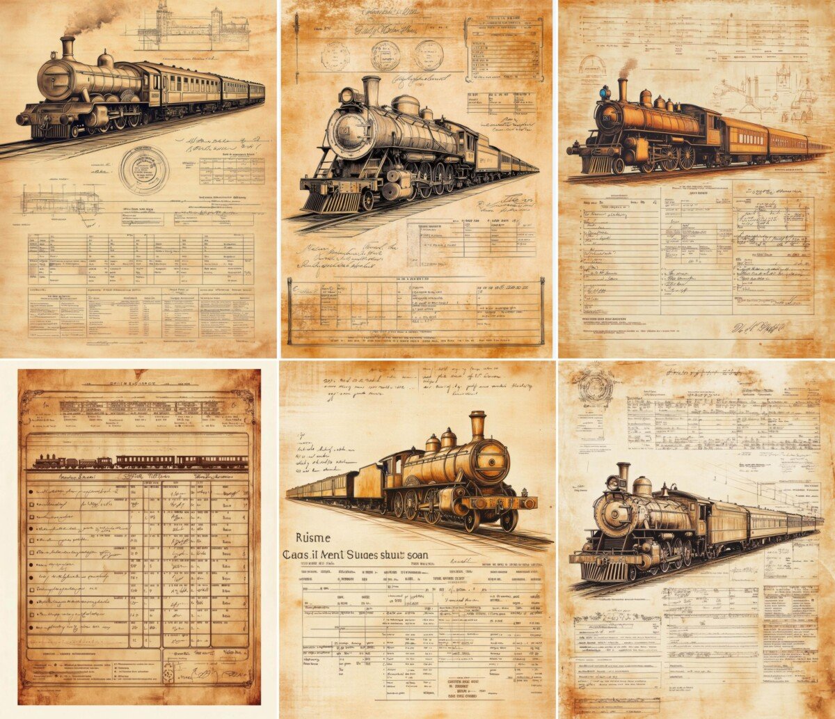 steam – 50 Steam Train Schedule Junk Journal Pages