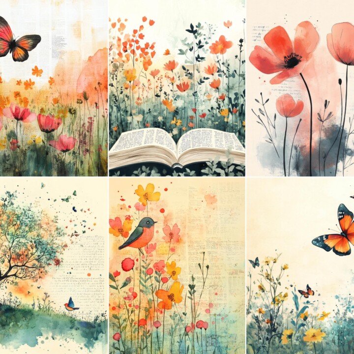 whimsical – 48 Whimsical Spring Meadow Junk Journal Pages