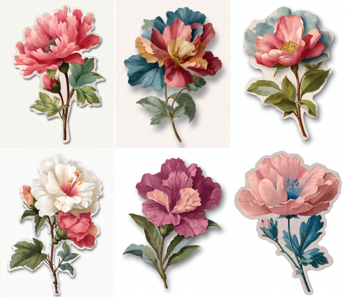 flower – 24 Flower Handmade Floral Ephemera Cutouts