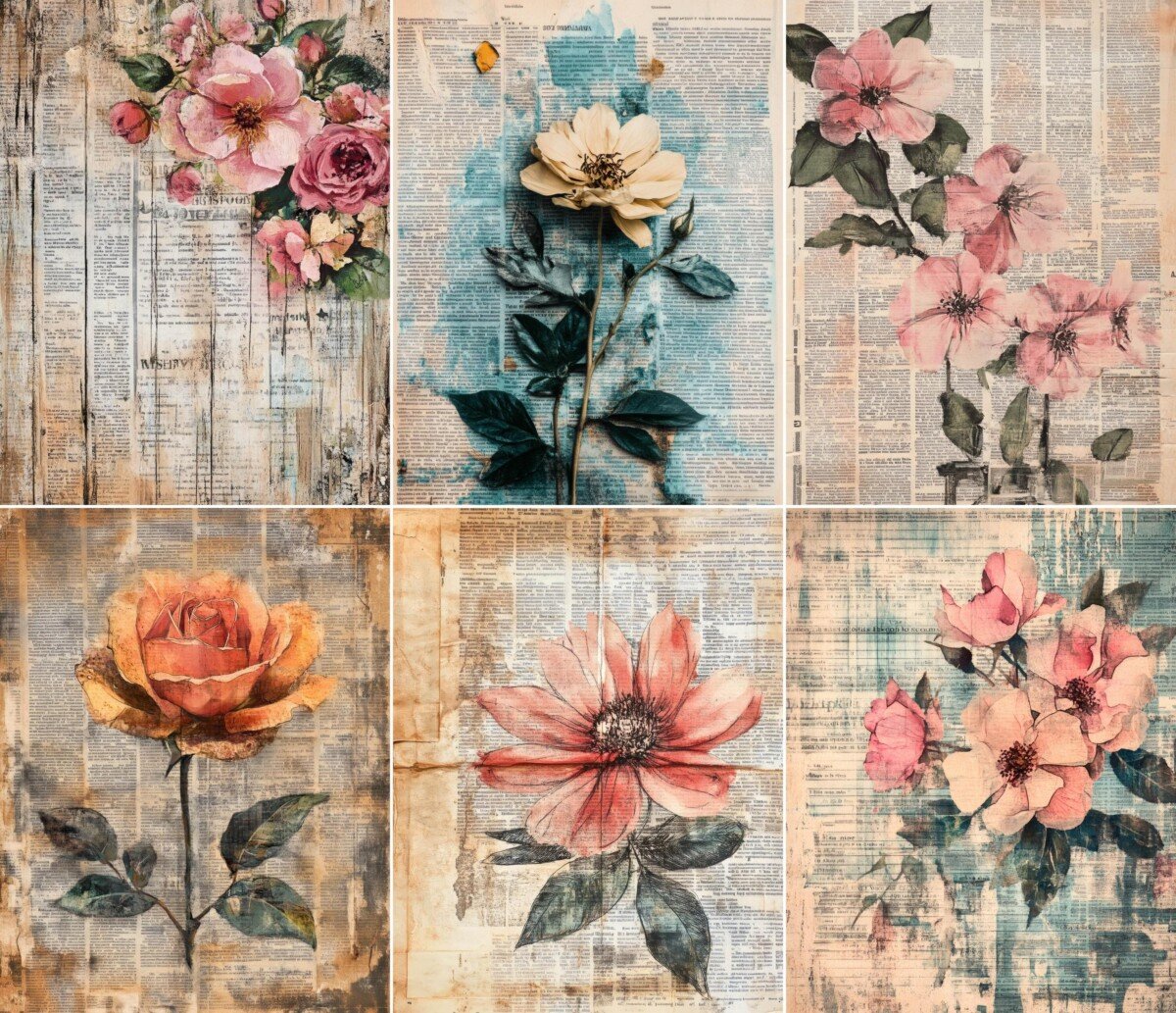 shabby – 52 Shabby Chic Newspaper Junk Journal Pages