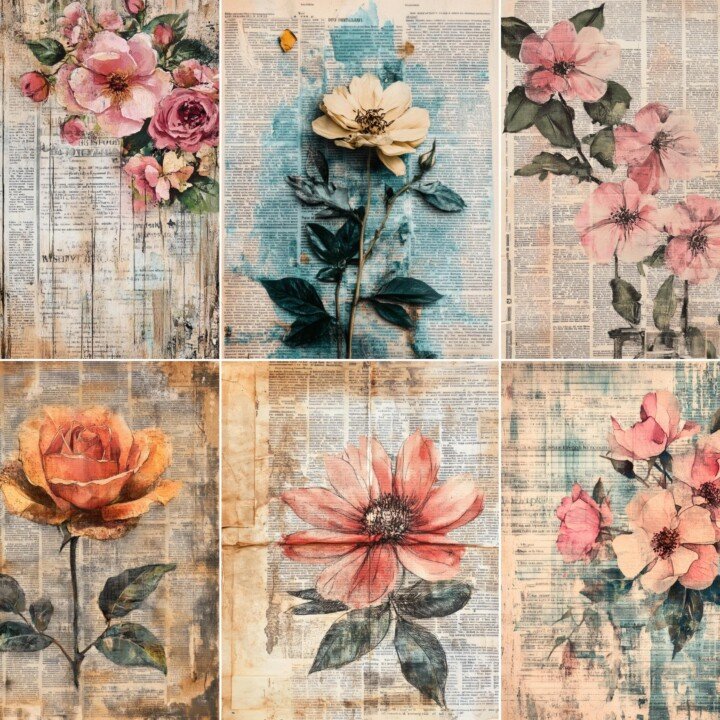 shabby – 52 Shabby Chic Newspaper Junk Journal Pages