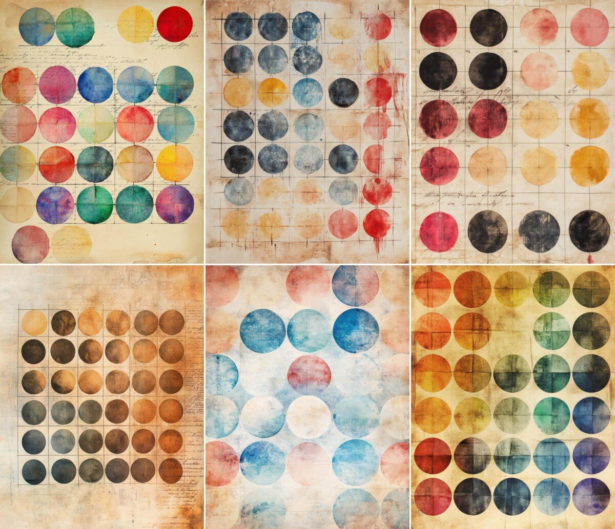 watercolor – 52 Watercolor Grid Junk Journal Pages