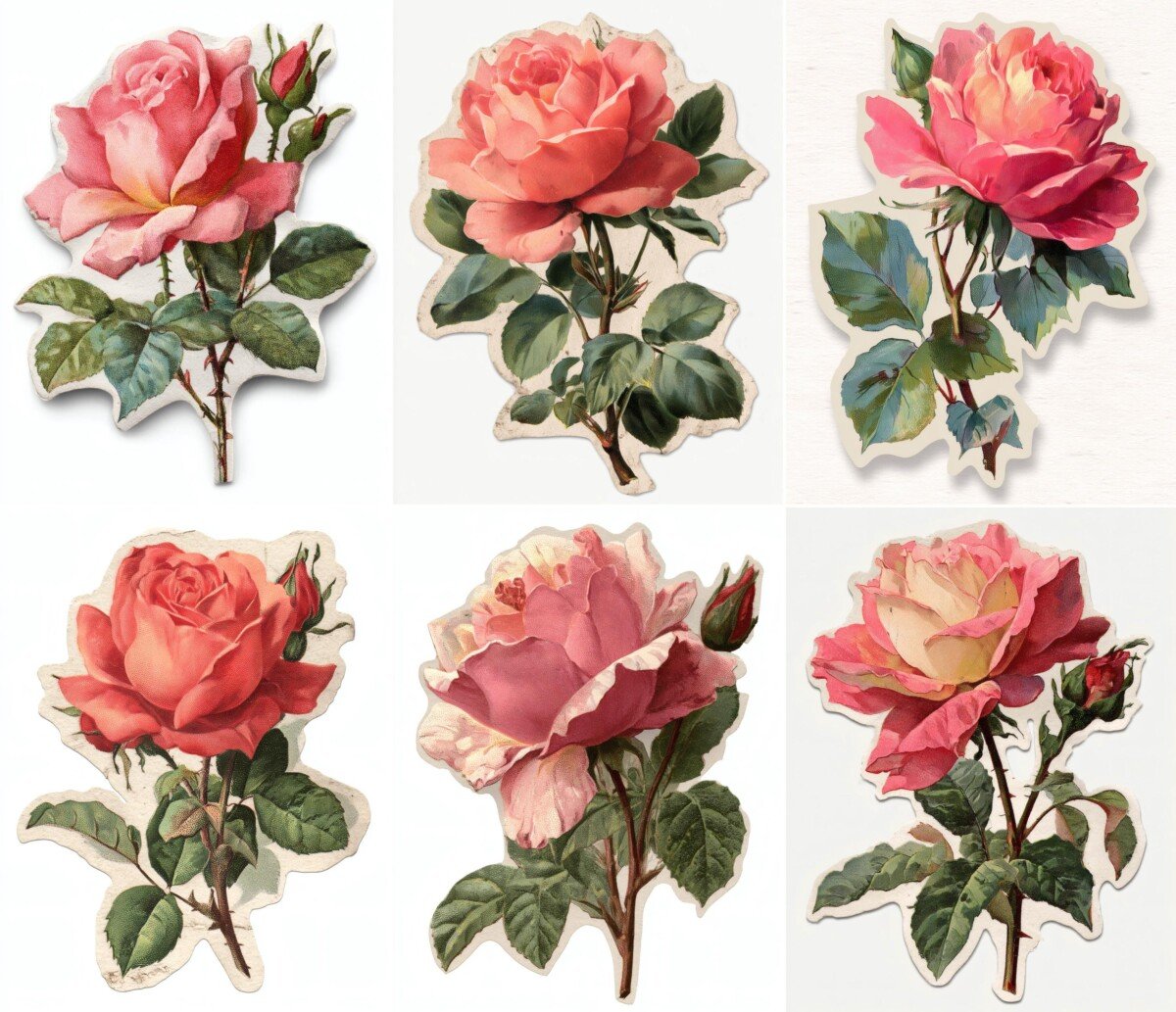 top – 24 Top View Rose Junk Journal Fussy Cuts