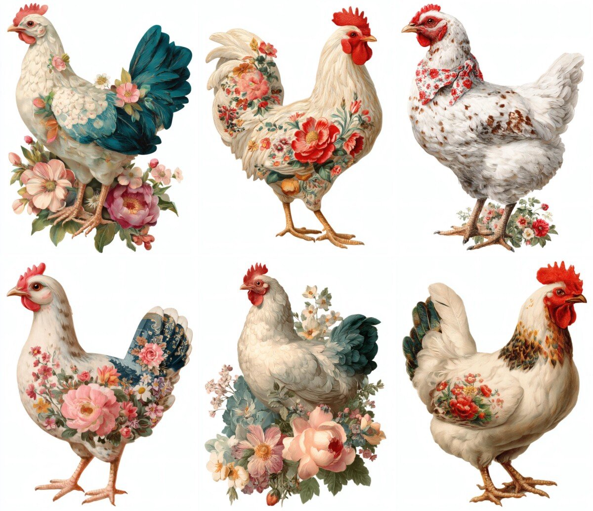 folksy – 24 Folksy Chicken Fussy Cuts, Farmhouse Clipart Set, Rustic Bird Scrapbook Elements, Junk Journal Supplies, Digital Download