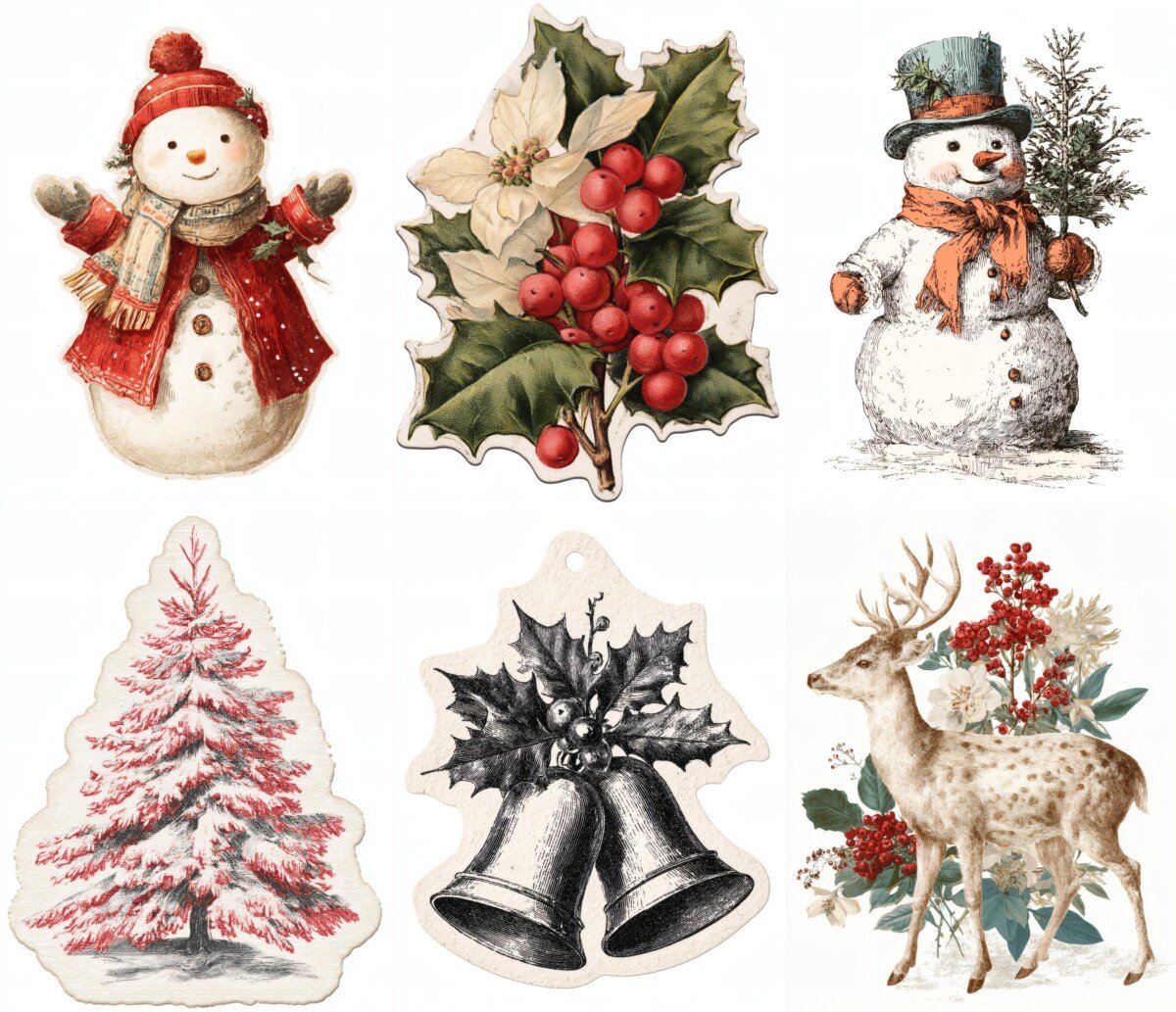 christmas – 21 Christmas Junk Journal Supplies Stickers