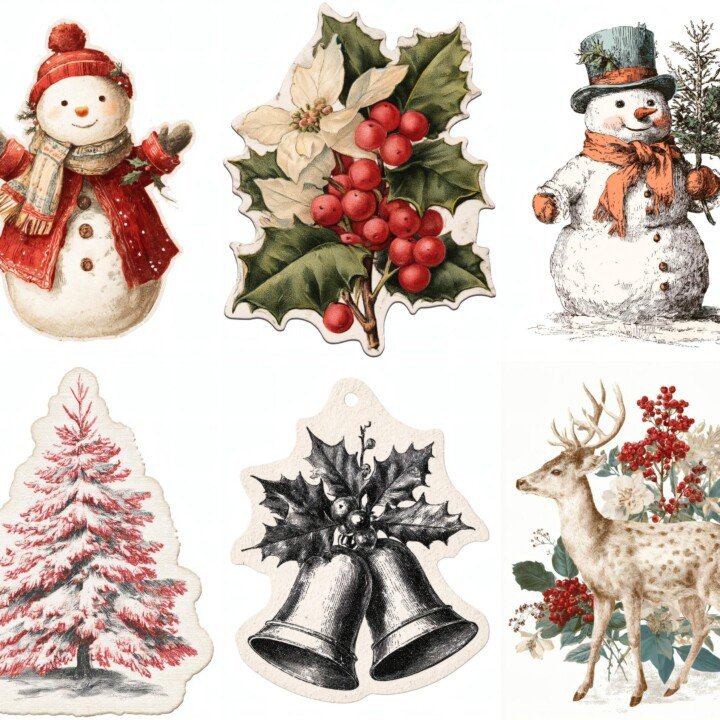christmas – 21 Christmas Junk Journal Supplies Stickers