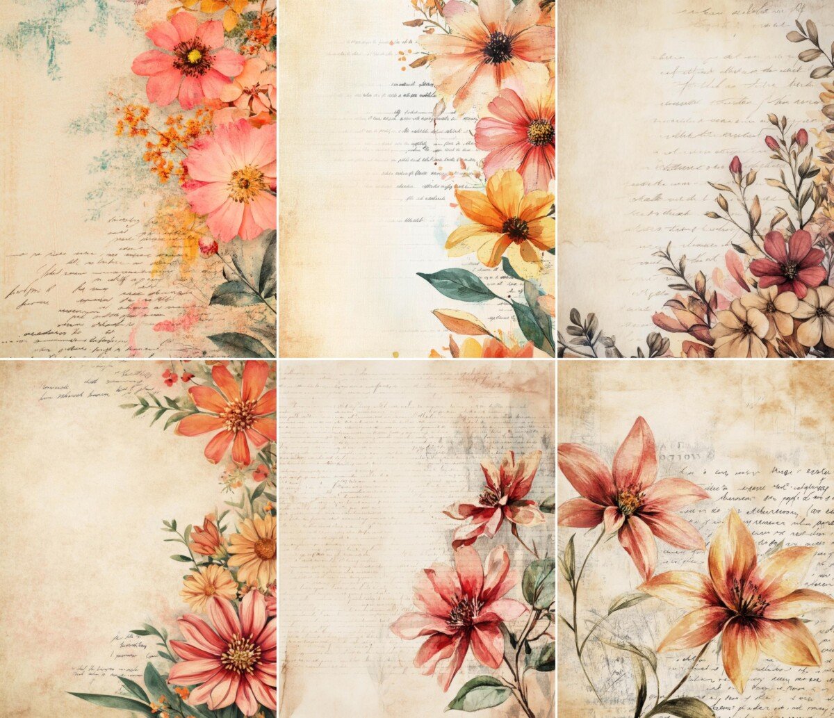 autumn – 52 Autumn Floral Junk Journal Pages