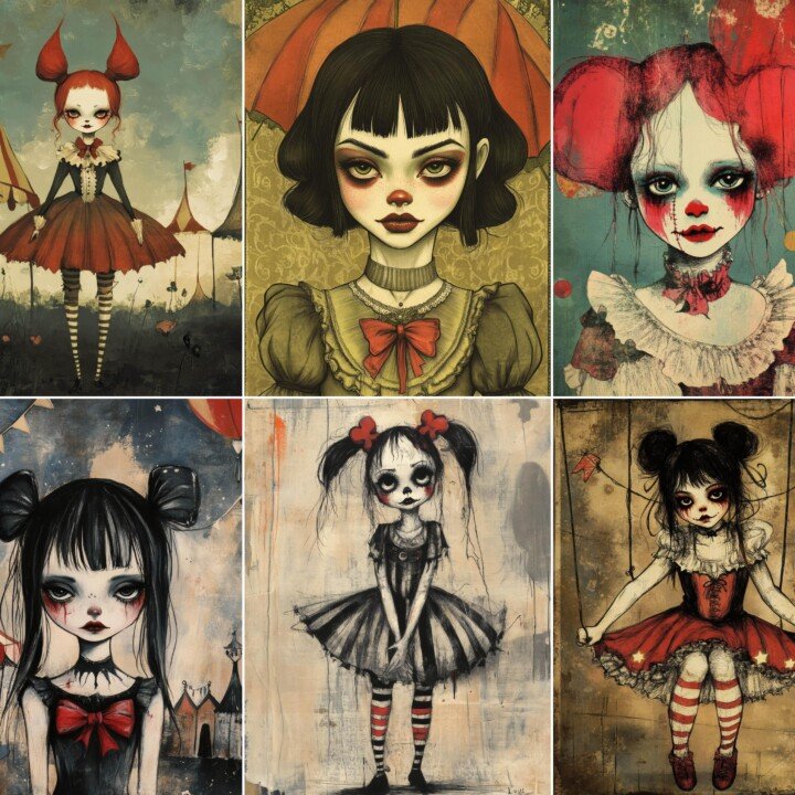 dark – 48 Dark Circus Junk Journal Pages
