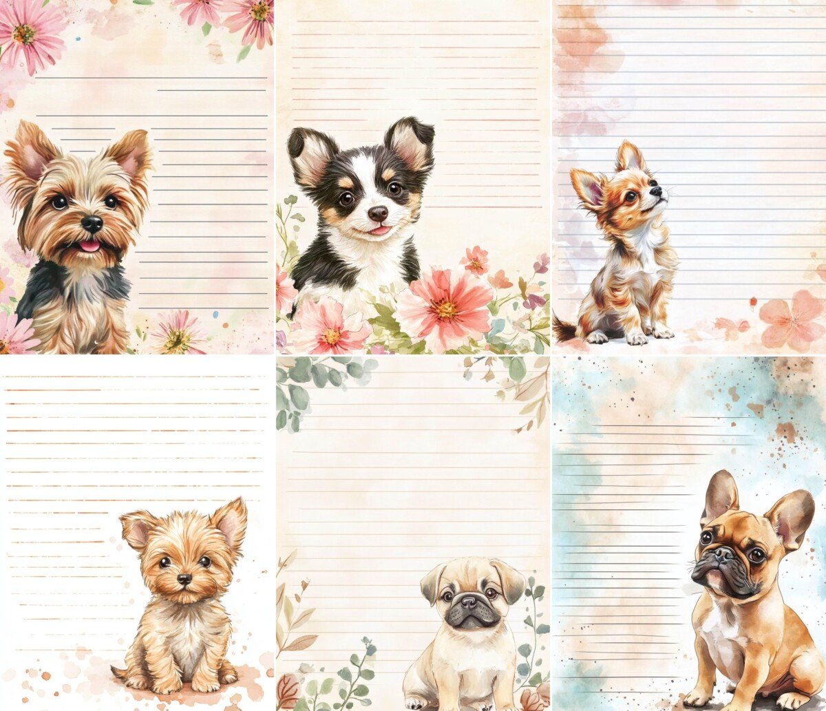 printable – 52 Puppy Note Journal Pages