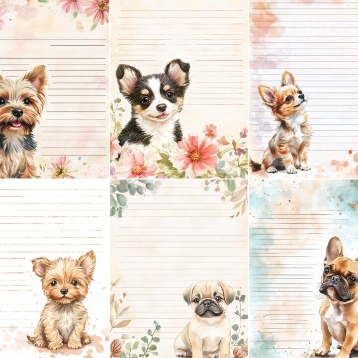printable – 52 Puppy Note Journal Pages