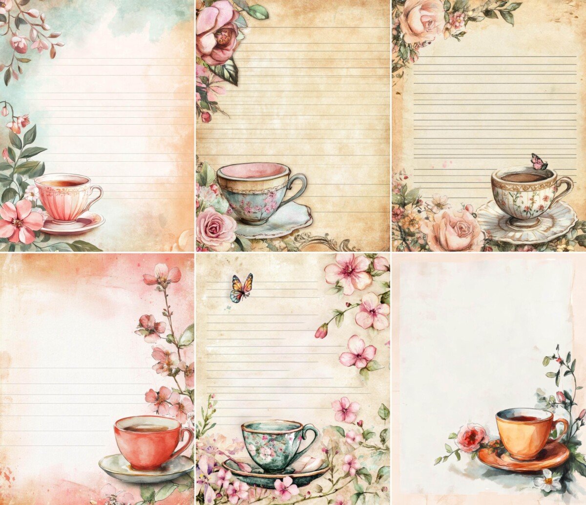 tea – 52 Tea Cup Lined Writing Journal Pages