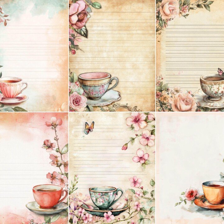 tea – 52 Tea Cup Lined Writing Journal Pages