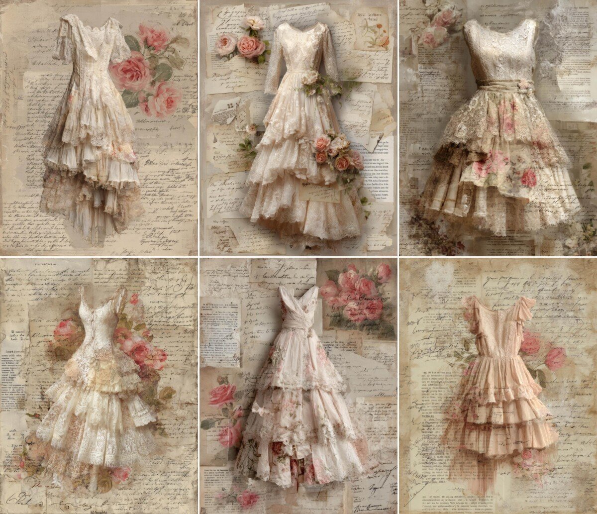 shabby – 52 Shabby Chic Lace Dress Junk Journal Pages