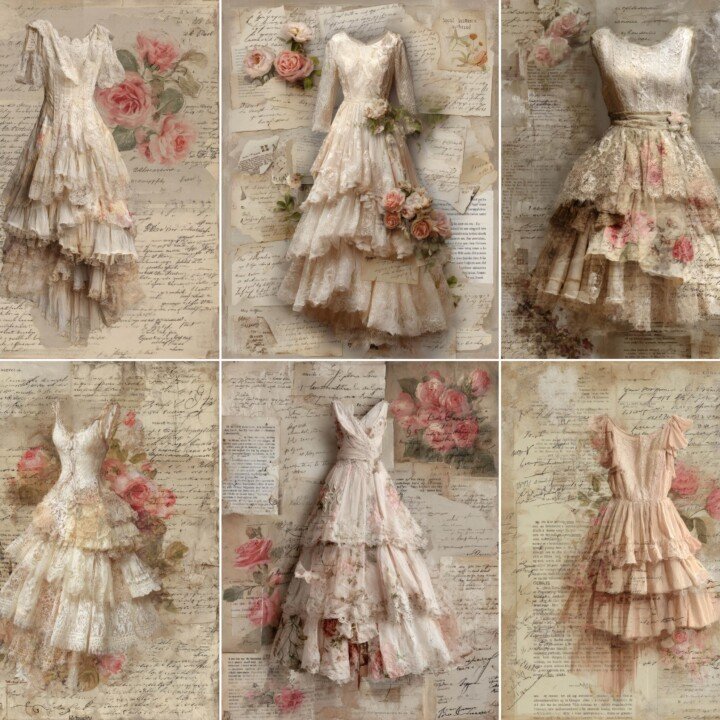 shabby – 52 Shabby Chic Lace Dress Junk Journal Pages