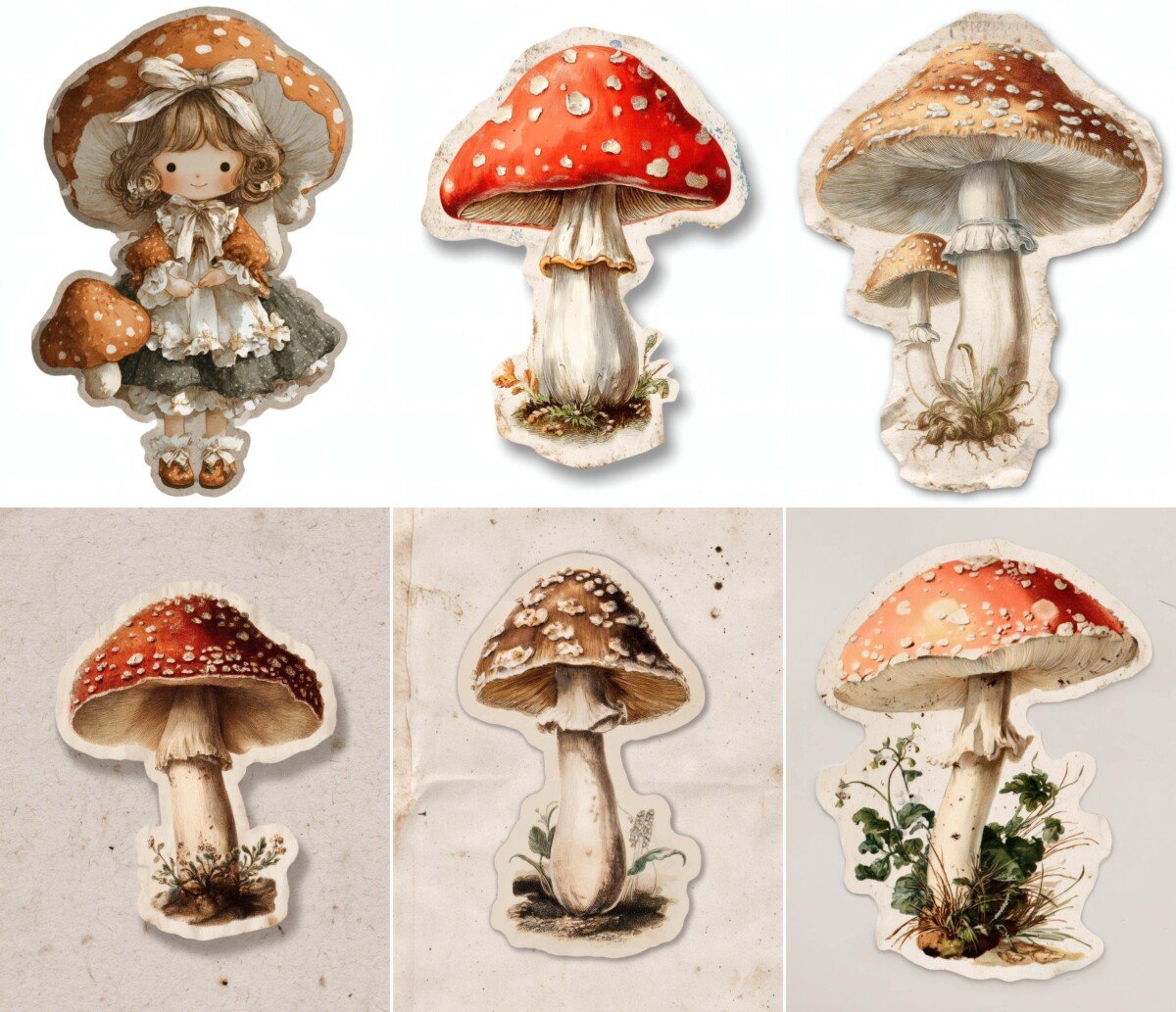 mushroom – 24 Mushroom Doll Cutouts
