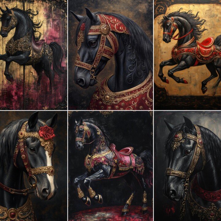 dark – 48 Dark Horse Junk Journal Pages