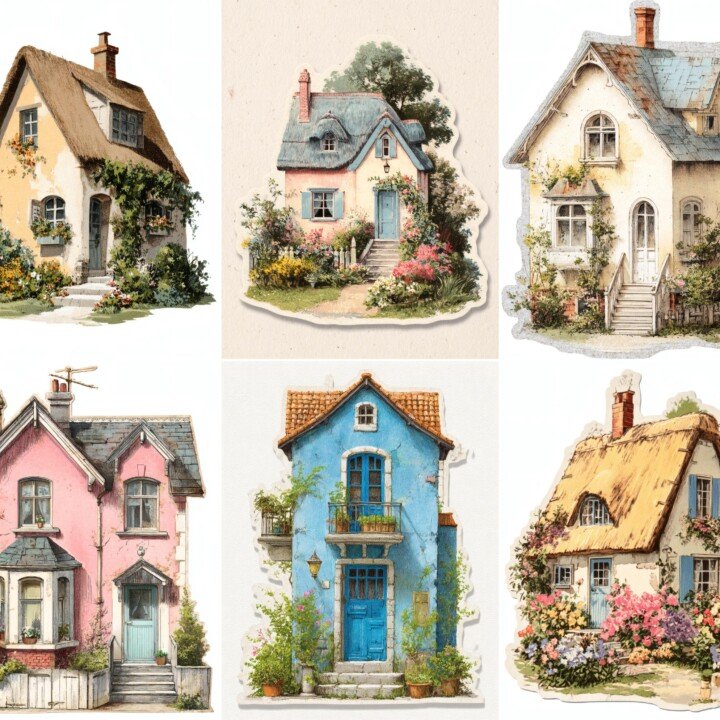 pastel – 24 Pastel Cottage Ephemera Cuts, Vintage Die Cut Clipart, Junk Journal Fussy Cuts, Printable Stickers, Scrapbook Supplies, Digital Download