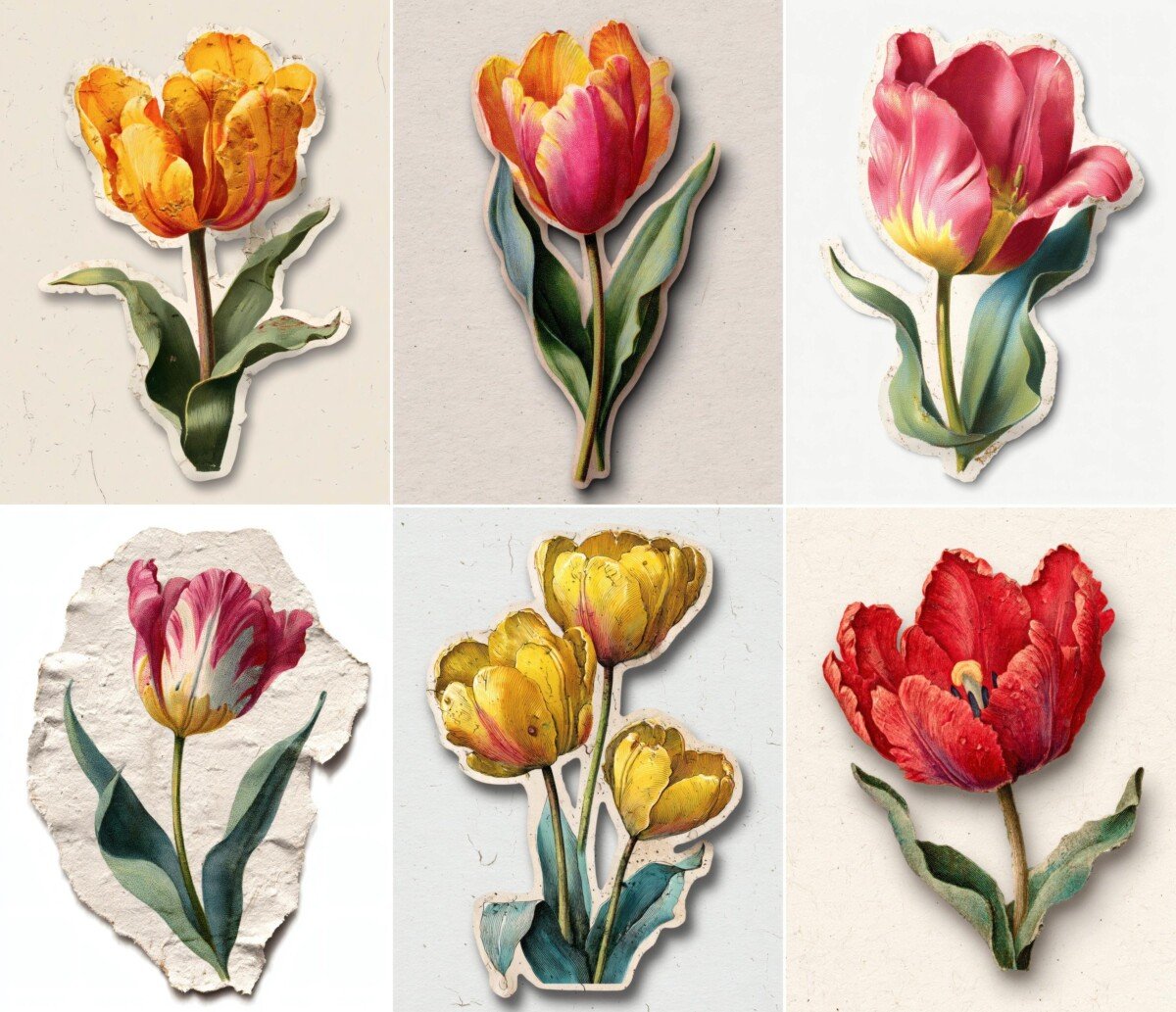 tulip – 24 Tulip Junk Journal Fussy Cuts