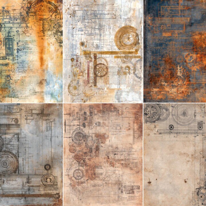 industrial – 52 Industrial Grunge Junk Journal Pages