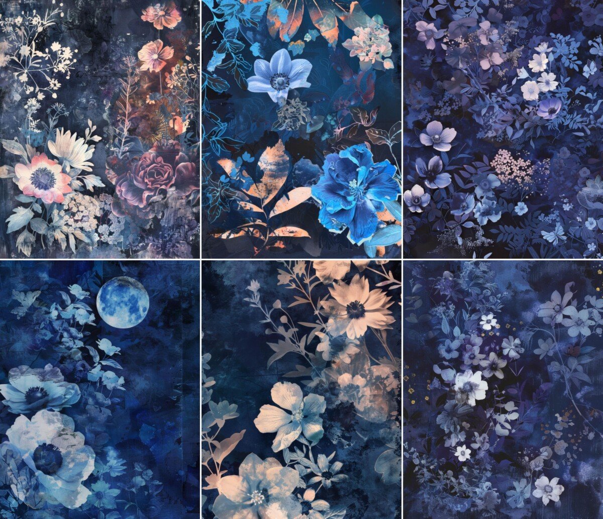 indigo – 52 Indigo Garden Junk Journal Pages