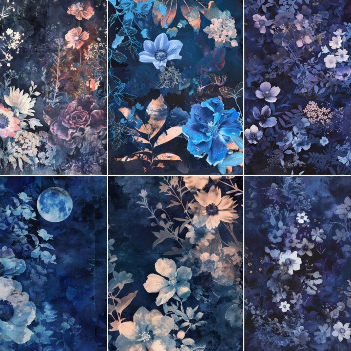 indigo – 52 Indigo Garden Junk Journal Pages