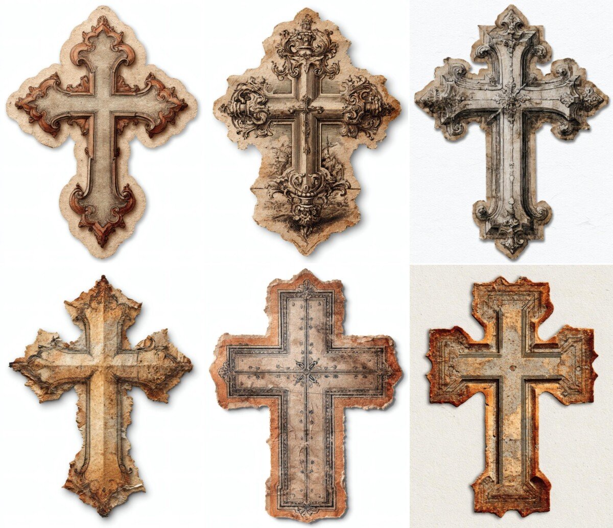 cross – 24 Cross Ephemera Cuts Stickers