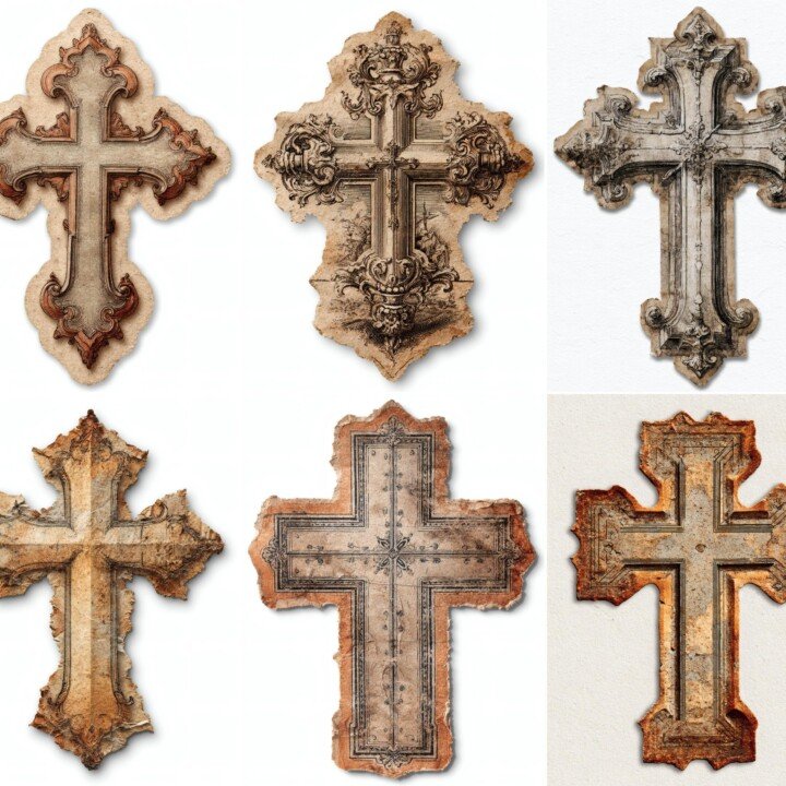 cross – 24 Cross Ephemera Cuts Stickers