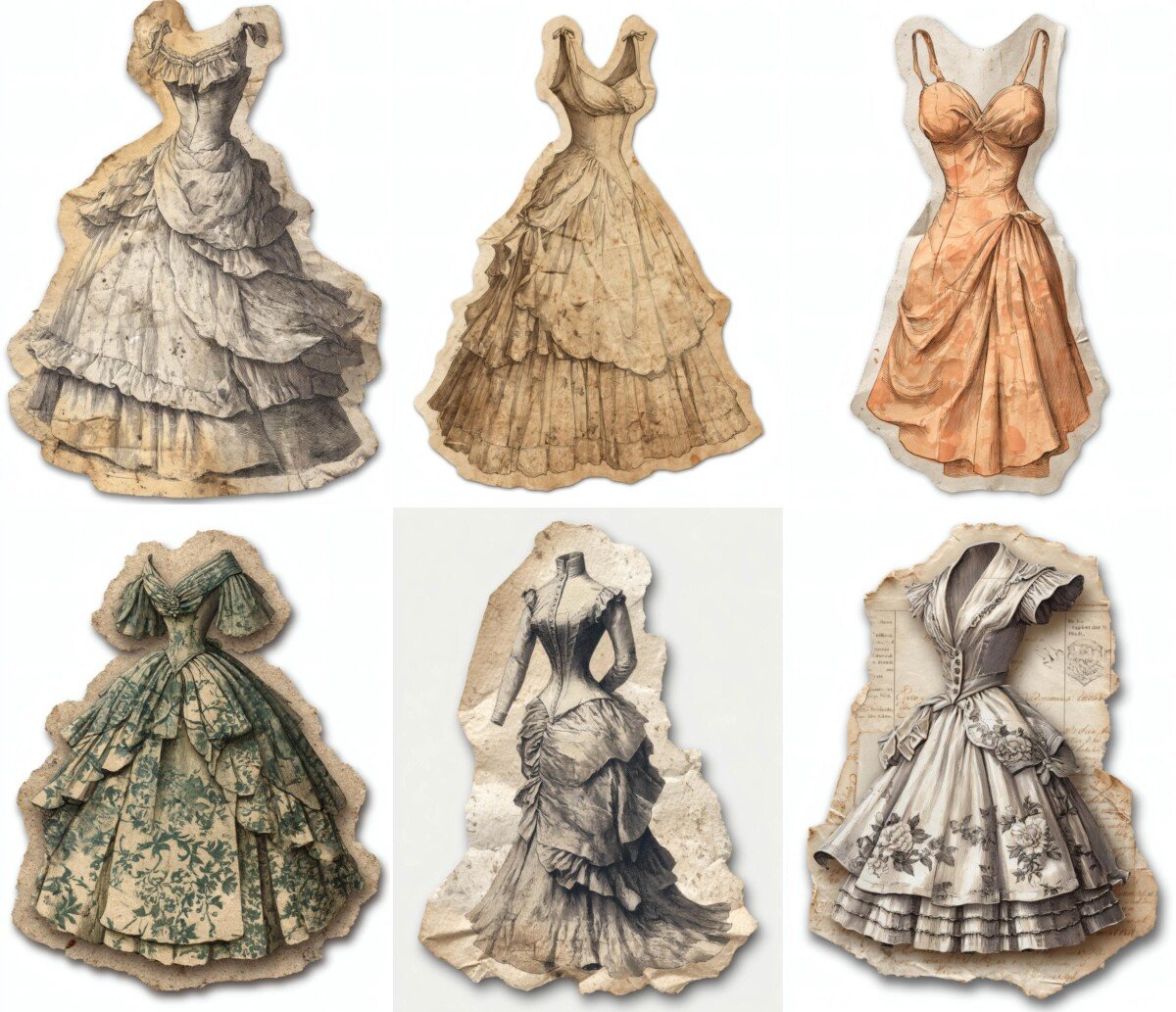 Victorian Dress Fussy Cuts – 24 Historical Fashion Pieces - Image 4