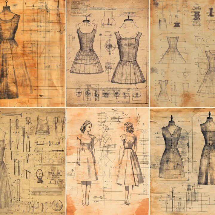 rustic – 50 Rustic Sewing Pattern Papers Junk Journal Kit