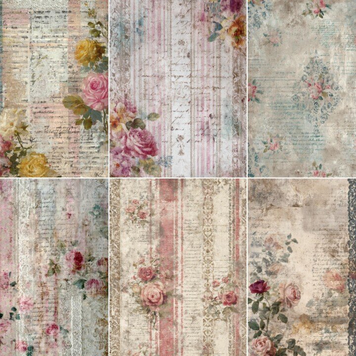 junk – 55 Shabby Chic Vintage Papers Junk Journal Pages