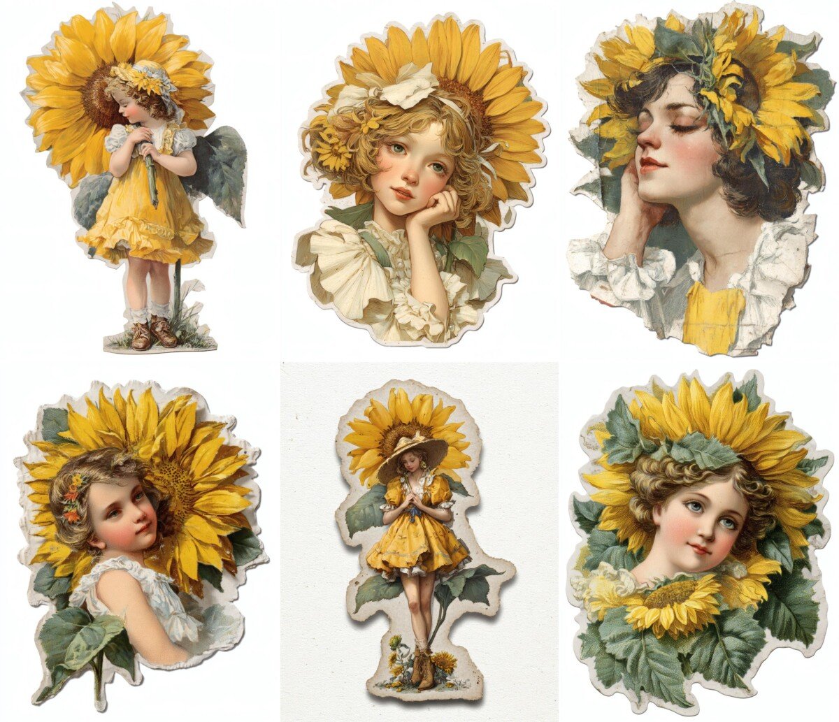 sunflower – 28 Sunflower Girl Junk Journal Stickers