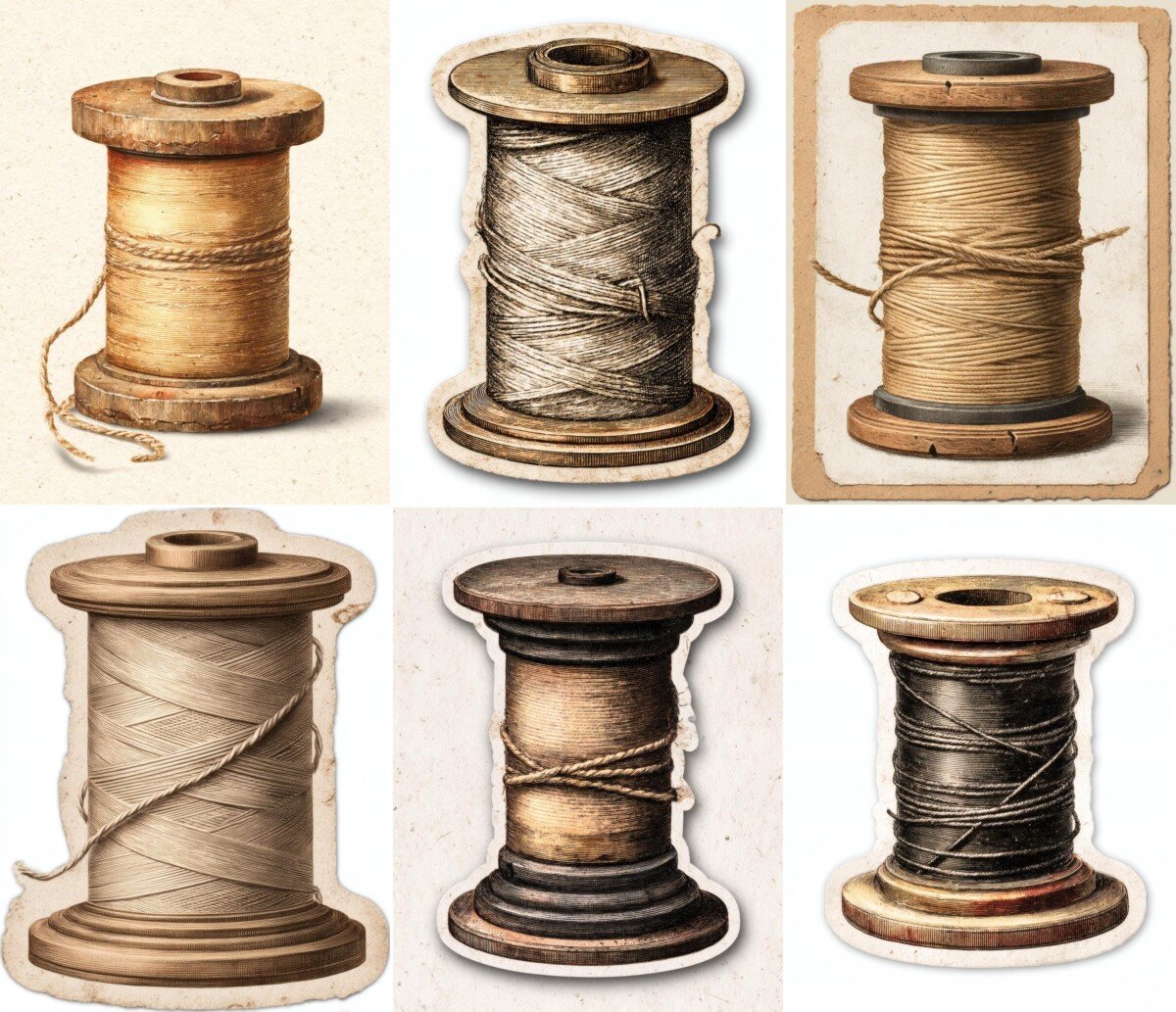 sewing – 24 Sewing Spool Fussy Cuts, Craft Junk Journal Supplies, Thread Reel Clipart Set, Tailor Scrapbook Supplies, Digital Download