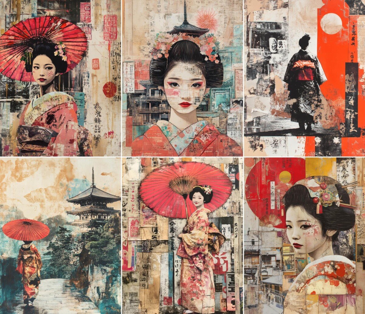 japanese – 52 Japanese Collage Junk Journal Pages