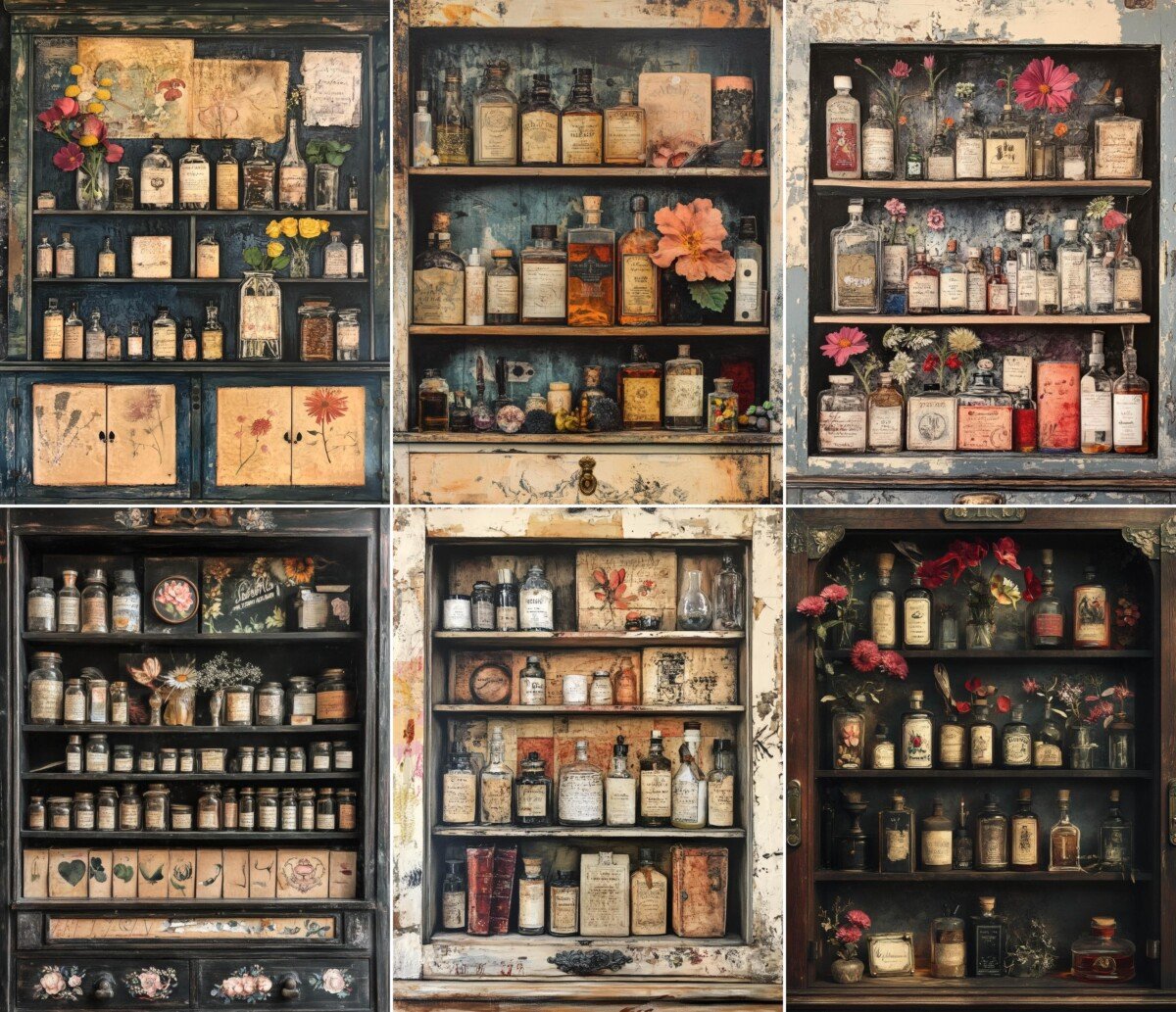 apothecary – 52 Apothecary Cabinet Junk Journal Pages