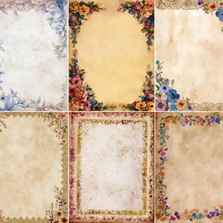 watercolor – 50 Watercolor Glitter Border Journal Pages