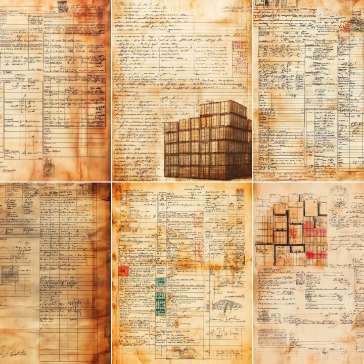 railway – 49 Railway Cargo Manifest Junk Journal Pages