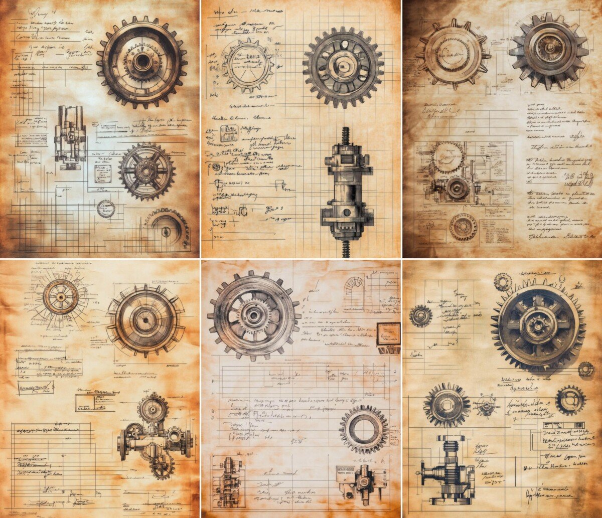 lost – 52 Lost Invention Blueprint Junk Journal Pages